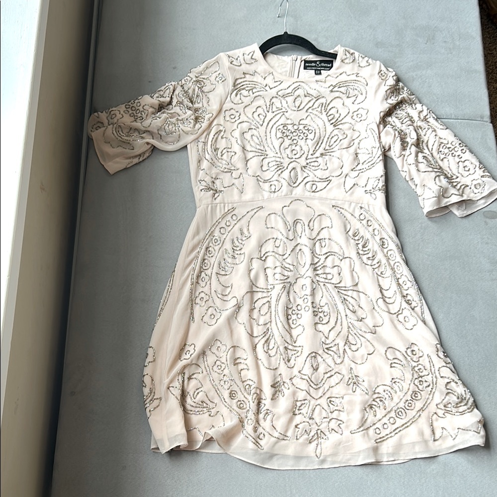 Needle and thread beaded mini dress